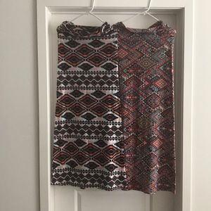 2fer tribal print maxi skirts